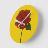 Horloge Ronde Festive Red Rose & Yellow Round Clock (Angle)