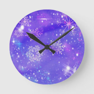 Horloge Ronde Festive Violet Fête Fête Fête de Noël