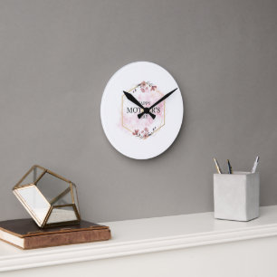 Horloge Ronde Fête des mères esthétique rose