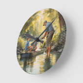 Horloge Ronde Fête des pères partie pêche (Angle)