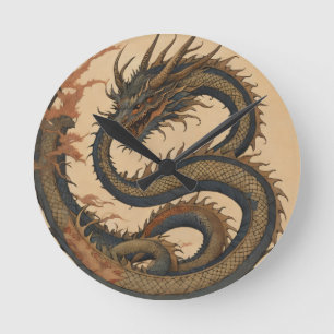 Horloge Ronde Feu de dragon 