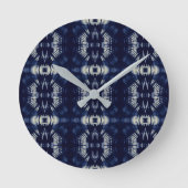 Horloge Ronde Feuille de palme en bleu Delft (Recto)