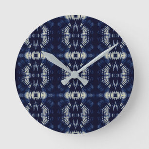Horloge Ronde Feuille de palmier en bleu de Delft 