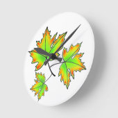 Horloge Ronde Feuille d'érable (Angle)