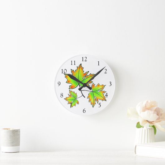 Horloge Ronde Feuille d'érable (Maison)