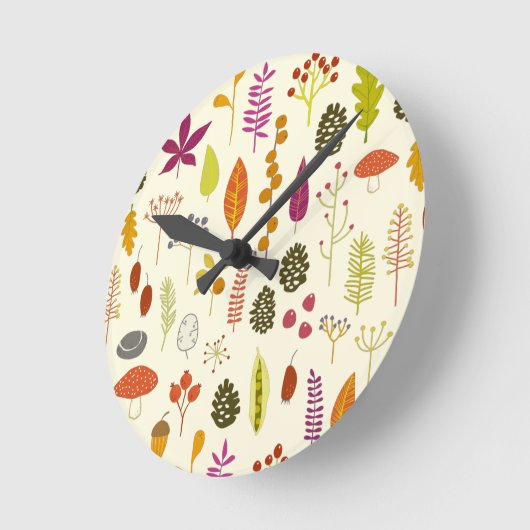 Horloge Ronde Feuilles automnales d'automne (Angle)
