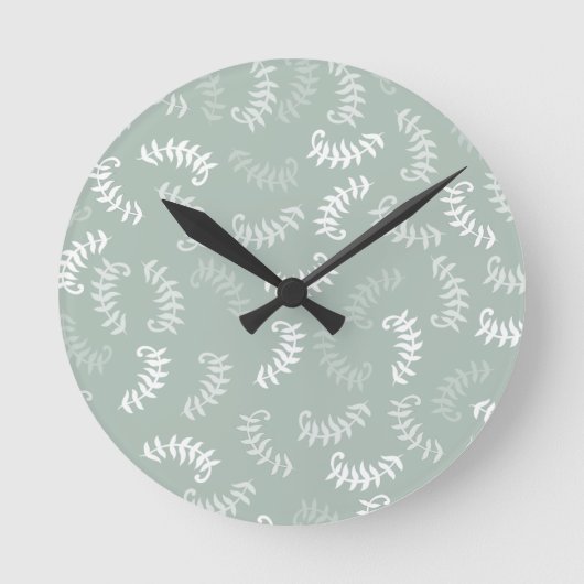 Horloge Ronde Feuilles botaniques verts turquoises (Recto)