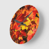 Horloge Ronde Feuilles d'automne colorées, feuille d'érable roug (Angle)