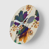 Horloge Ronde Feuilles d'automne en couleurs royales (Angle)