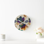 Horloge Ronde Feuilles d'automne en couleurs royales (Maison)