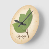 Horloge Ronde Feuilles de baie (Angle)