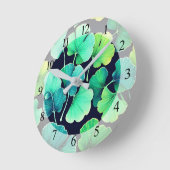 Horloge Ronde Feuilles de Ginko biloba (Angle)