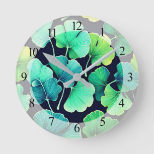 Horloge Ronde Feuilles de Ginko biloba