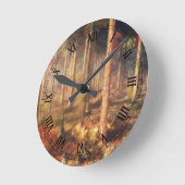 Horloge Ronde Feuilles de l'horloge or (Angle)