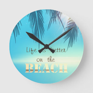 Horloge Ronde Feuilles de palmier de plage adorables