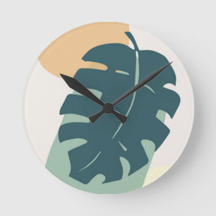 Horloge Ronde Feuilles de palmiers tropicaux