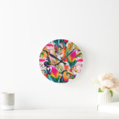 Horloge Ronde Feuilles de perroquets et palmiers (Maison)