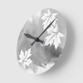 Horloge Ronde Feuilles d'érable gris moderne (Angle)