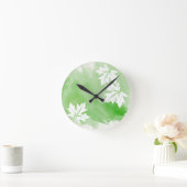 Horloge Ronde Feuilles d'érable vert moderne (Maison)