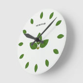 Horloge Ronde Feuilles élégantes de Bay Tree vert (Angle)