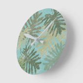 Horloge Ronde Feuilles tropicaux défraîchis (Angle)