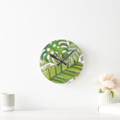 Horloge Ronde Feuilles Tropicaux En Aquarelle (Maison)