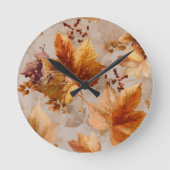 Horloge Ronde Feuilles vintages d'automne (Recto)