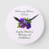 Horloge Ronde Février Mois de naissance Violet Fleur Delicet Flo (Recto)