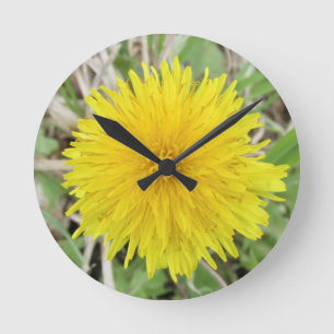 Horloge Ronde Fier Dandelion Fleur.