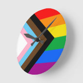 Horloge Ronde Fierté de progrès LGBTQ+ (Angle)
