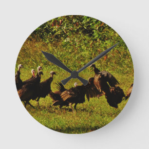 Horloge Ronde Fighting Wild Turkeys in The Smoky Mountains