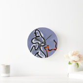 Horloge Ronde Figure avec Feline : bleu Abstrait, orange, B & W (Maison)