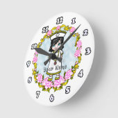Horloge Ronde Fille aux roses Infirmière (Angle)