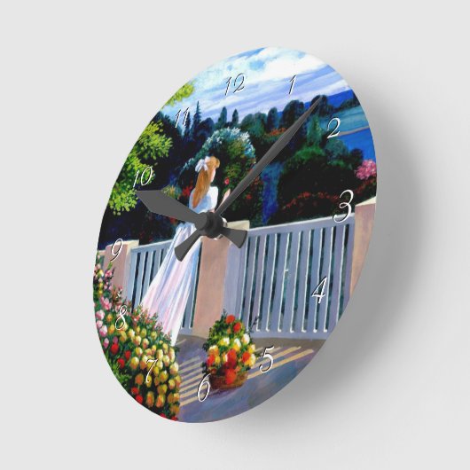 Horloge Ronde Fille avec vue sur la mer Méditerranée (Angle)