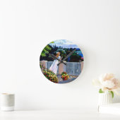 Horloge Ronde Fille avec vue sur la mer Méditerranée (Maison)