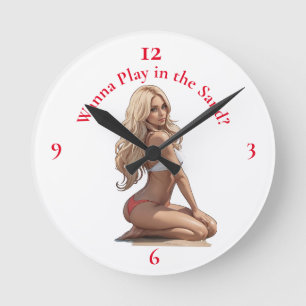 Horloge Ronde Fille de plage de Bikini Thunder_Cove