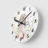 Horloge Ronde Fille et chat (Angle)