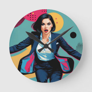 Horloge Ronde Fille stylée Cyberpunk Pop Art