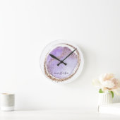 Horloge Ronde Fille tendance violet Parties scintillant dorée Ma (Maison)