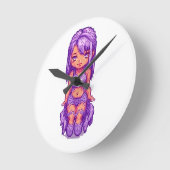 Horloge Ronde Fille violette (Angle)