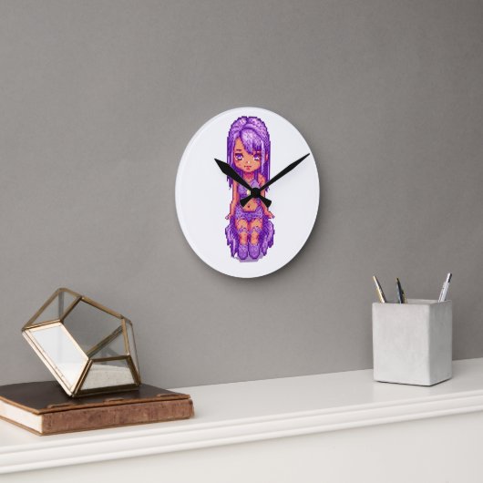 Horloge Ronde Fille violette (Bureau)
