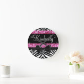 Horloge Ronde Fille Zebra Rose Hot Sparkle (Maison)
