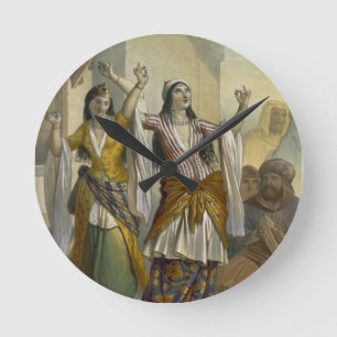 Horloge Ronde Filles de danse égyptiennes exécutant le Ghawazi