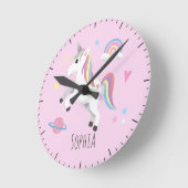 Horloge Ronde Filles Mignon Licorne Magique Chambre Enfants (Angle)