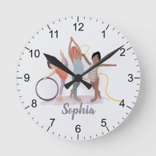 Horloge Ronde Filles Moderne Purple Gymnastique Enfants