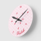 Horloge Ronde Filles Nom Funny Jumbled Heures Pink Pois Amusants (Angle)
