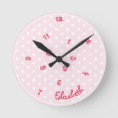 Horloge Ronde Filles Nom Funny Jumbled Heures Pink Pois Amusants (Recto)