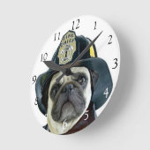 Horloge Ronde Fireman pug (Angle)
