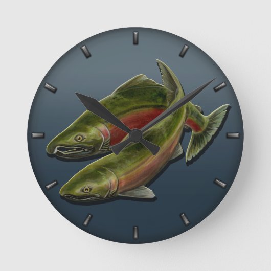Horloge Ronde Fisherman Clock Coho Salmon Fish Wall Clocks (Recto)