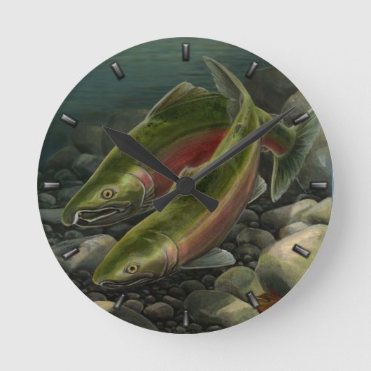 Horloge Ronde Fisherman Clock Coho Salmon Fish Wall Clocks (Recto)